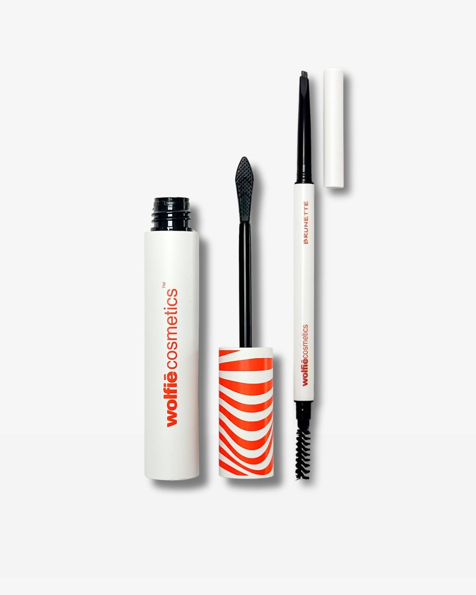  product image of Wolfie The Fluffy: Clear Brow Gel & Brow Sketch Duo For Natural Volume showing both the brow gel and the brow sketch pen. The shade of the pen is brunette
